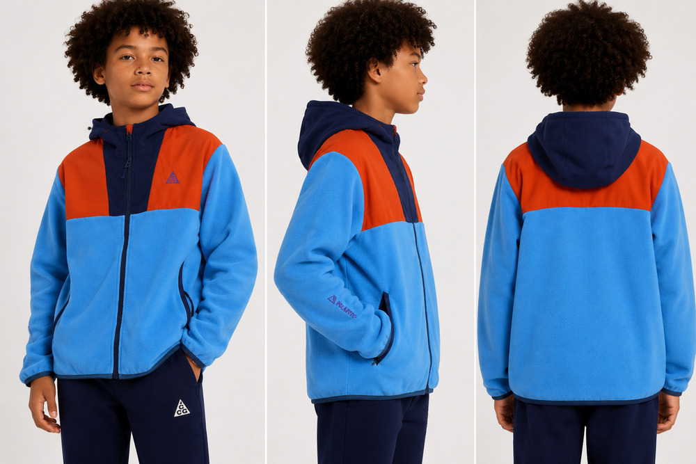 Nike ACG Wolf Tree Fleece Hoodie Youth XL Blue Orange Gorpcore Full Zip